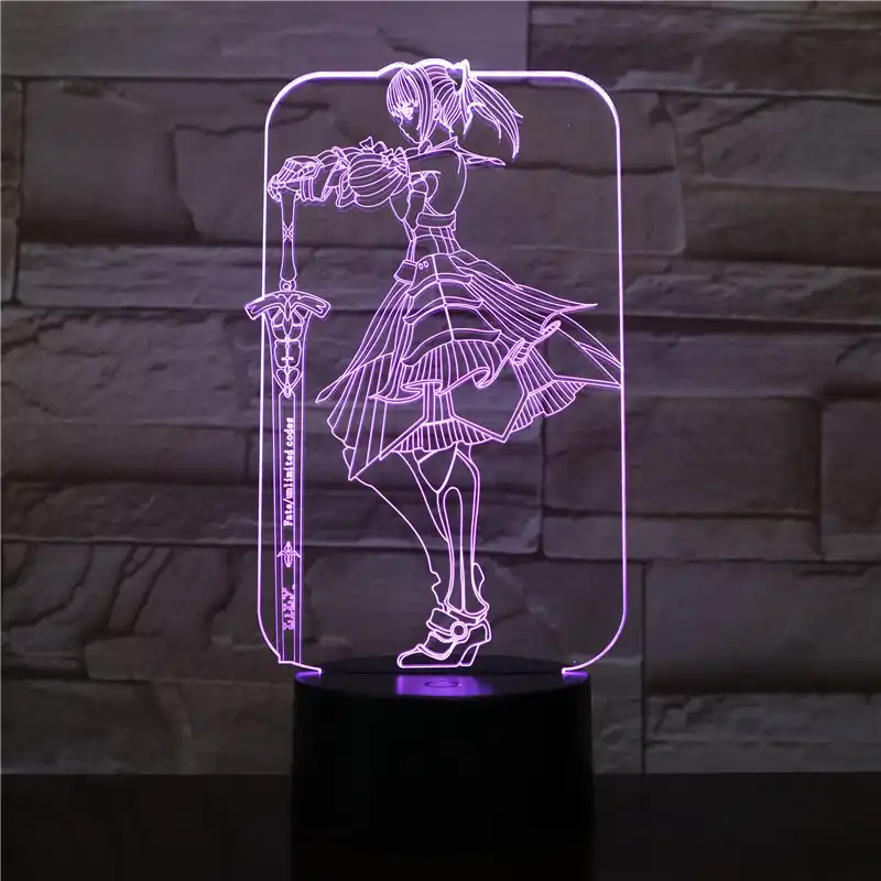 nasib grand order saber fate stay night lampara 3d diseduh sendiri led malam lampu anime mainan lampu meja anak hadiah warna berubah pencahayaan