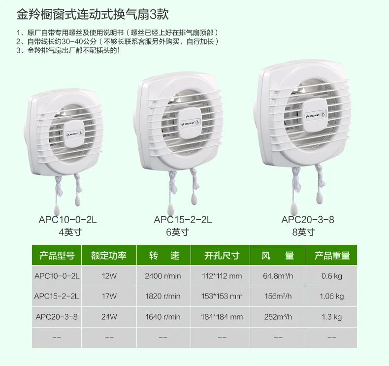 6 дюймов/8 дюймов оконный вентилятор вытяжной вентилятор в туалет веревка герметичные mute формальдегид PM2.5