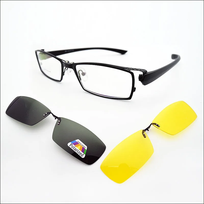 2PCS Polarized Clip on Sunglasses Night Vision Glasses and Optical