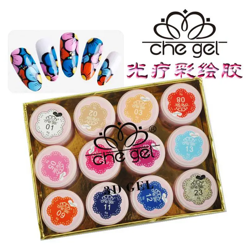 Pro 6G 12 чистый Цвета рисунок с линиями-Рисунок CHE Gel УФ светодиодный био-Гели Soak Off ногтей гель DIY Маникюрный набор 1-24