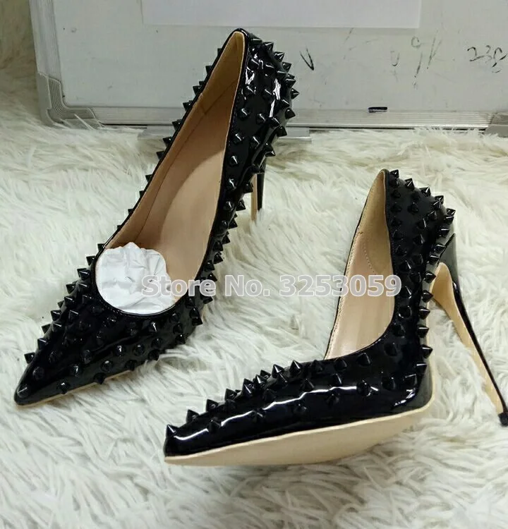 ALMUDENA Factory Real Photo Gold Heels Sequined Bling Bling Rivets Pointed Toe Shoes Red Pink Black Studded Wedding Shoes