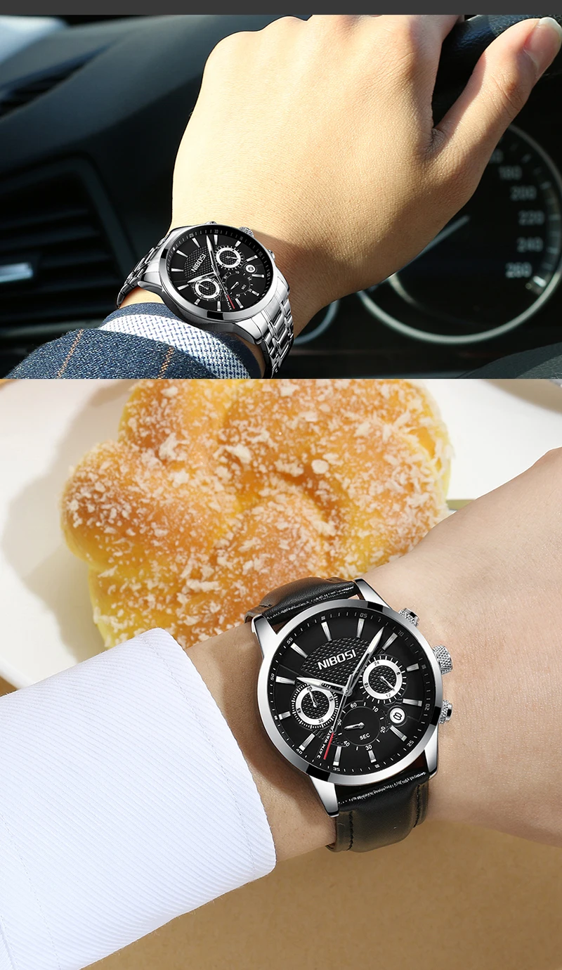 Relogio Masculino Esportivo NIBOSI Sport Watches For Men Top Brand Luxury Waterproof Men Watch Leather Strap Black Clock Male    (14)