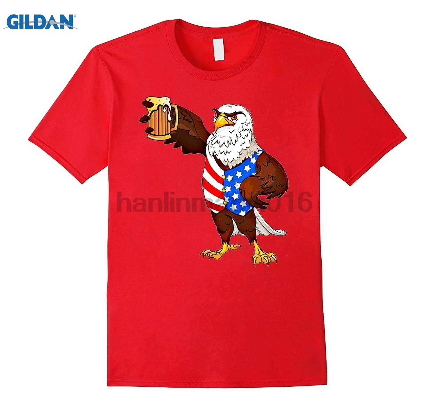 GILDAN Funny Patriotic Shirt Beer Eagle Shirt Celebrate July 4thin TShirts from Men's Clothing