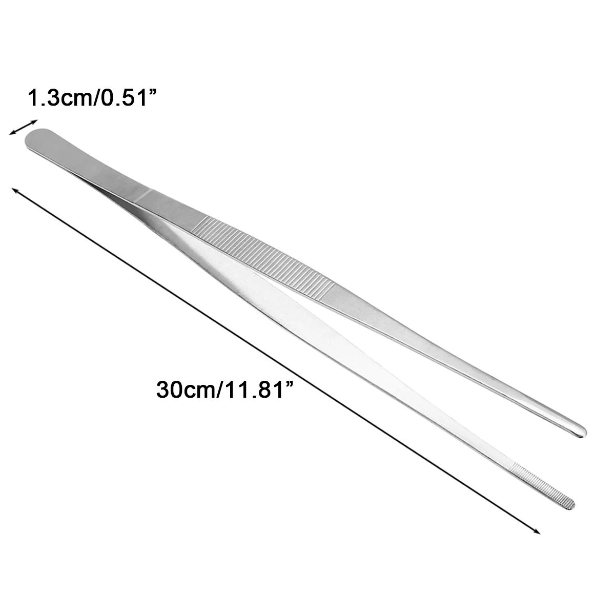 1Pcs 30cm Long Meat Clip Stainless Steel Food Tongs Straight Tweezers Kitchen Tool BBQ Forceps BBQ Silvery