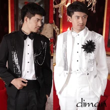 M-xxl Новая мужская одежда модное узкое свадебное платье костюм с пайетками плюс размер хост студия костюм официальные костюмы