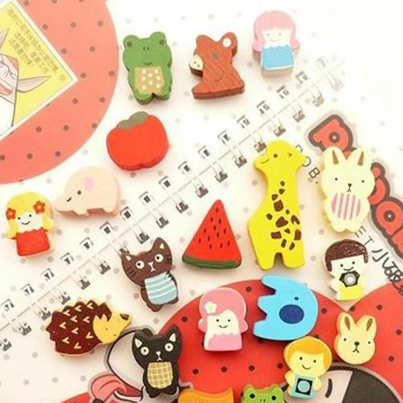 

Animal Cartoon Educational Supplies Wooden Fridge Magnet Nontoxic Environmental Protection Student Stationery Fun Fruit