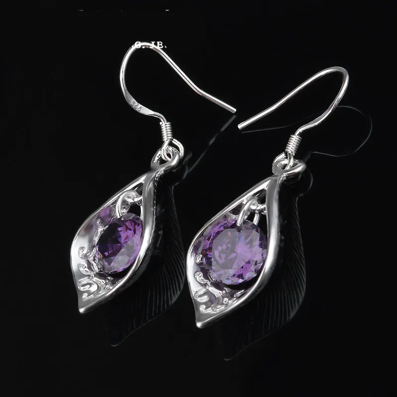 Europe And The United States Fashion Trend Earrings Purple Crystal