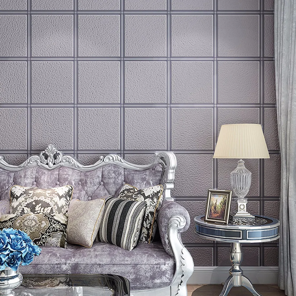 Modern minimalist 3D mosaic grid wallpaper 3D Luxury Living Room TV