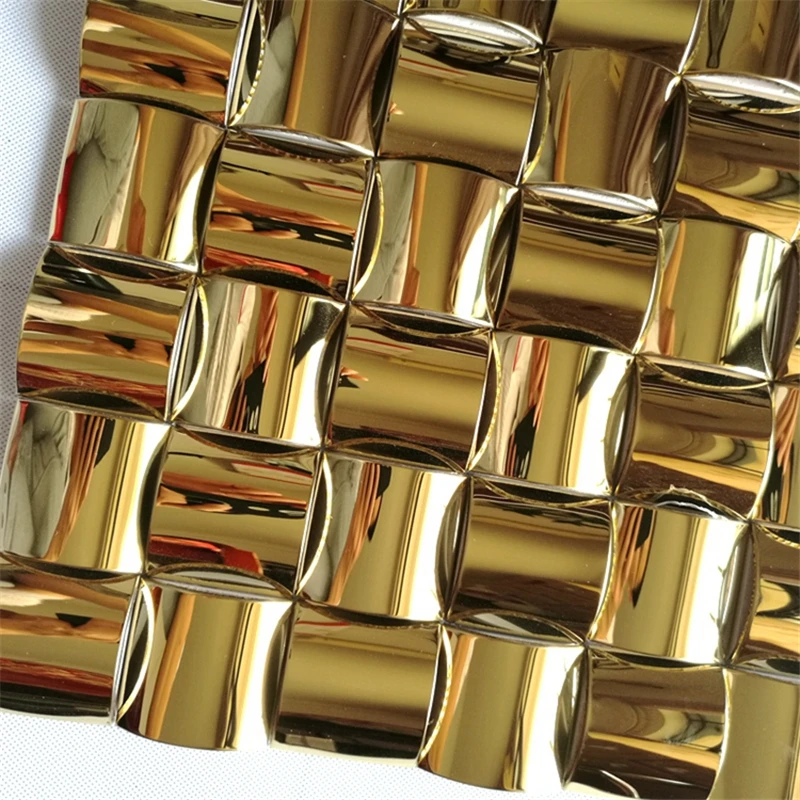 

3D Arched Stainless Steel Metal Royal Style Gold Mosaic tiles, Home Store Showroom Hair salon Designer Wall Decoration