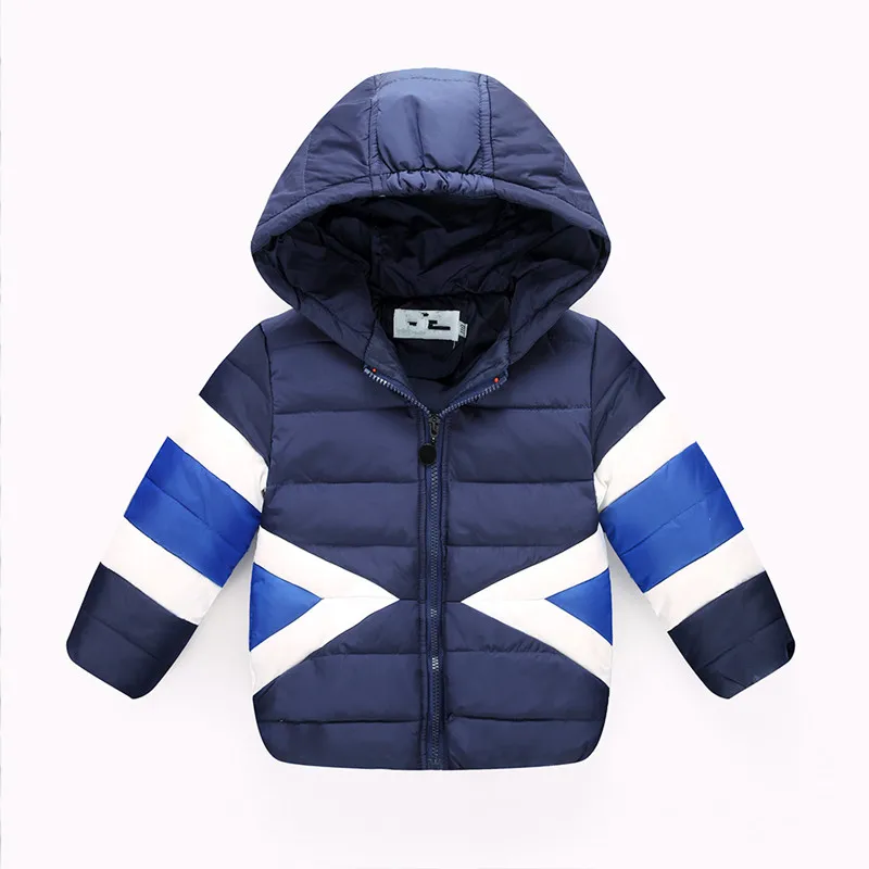 Детская одежда зимняя куртка-пуховик для мальчиков, кофты унисекс с капюшоном, Детская верхняя одежда на утином пуху 80%, утепленные пуховики и парки