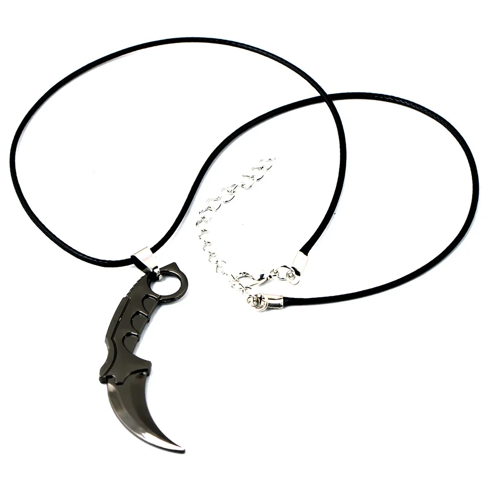 CSGO Leather Chain Necklace for Male Karambit M9 Best Friends CS GO Necklace Titanium Bayonet Dagger Claw Man Jewelry 6.5CM Gift