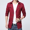 Autumn Pure Cotton Trench Coat Men New Wash Windbreaker Overcoat Slim Long Coat Turn Down Collar Casual Jacket Blue Zoeva ► Photo 3/6