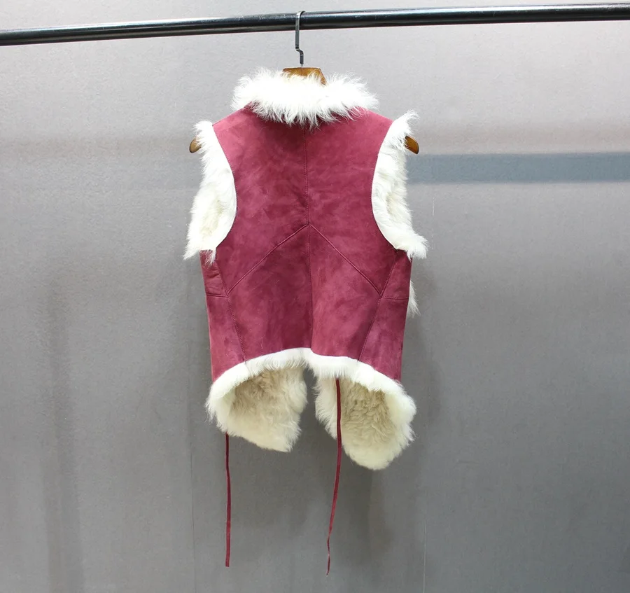ladies genuine leather and sheep fur waistcoat (6)
