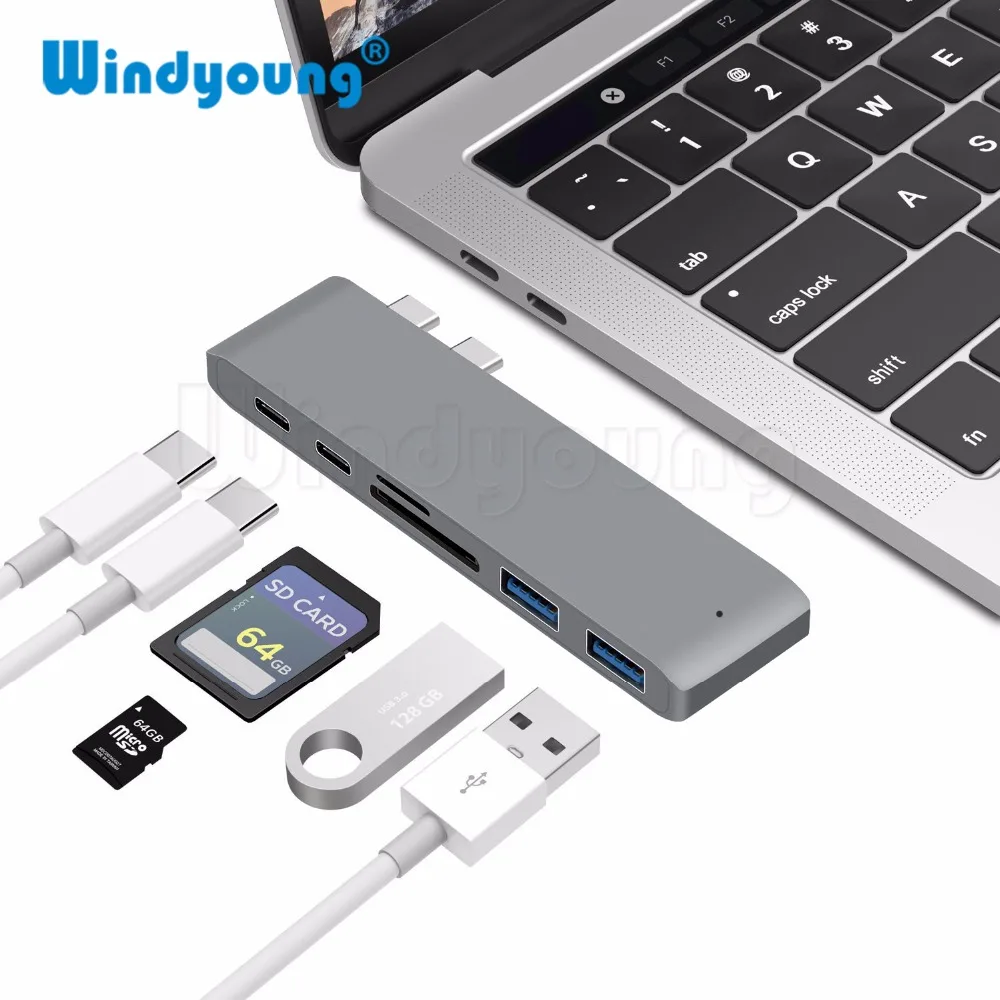 USB C концентратор type C концентратор SD/Micro SD кард-ридер тип-c к USB 3,0 с PD зарядное устройство для MacBook Pro // MacBook Air