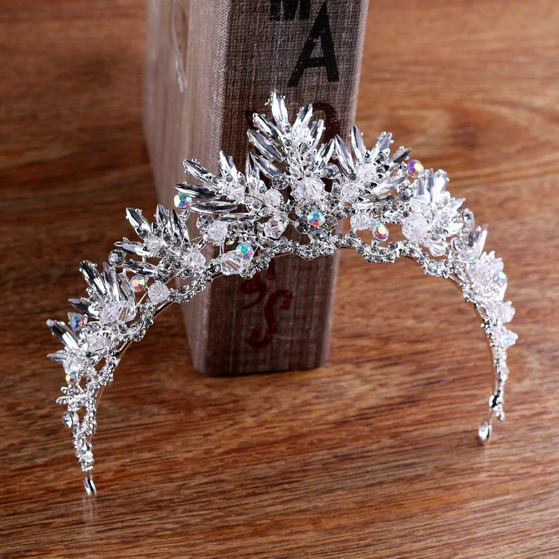 Handmade Rhinestone Headband Tiara Princess Plant Design Crown