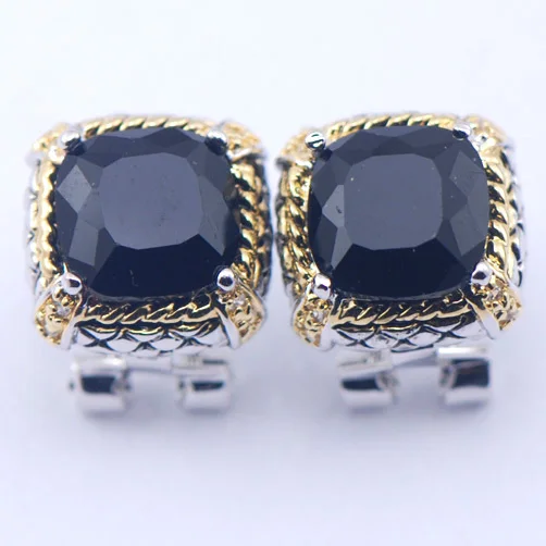 Черный оникс женщина 925 стерлингового серебра кристалл серьги TE392