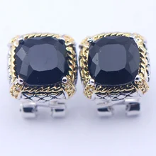 Черный оникс женщина 925 стерлингового серебра кристалл серьги TE392