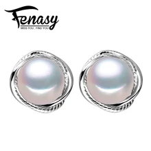 FENASY Genuinos Naturales De La Perla, Joyería de perlas con Plata de Ley 925, pendientes para las mujeres