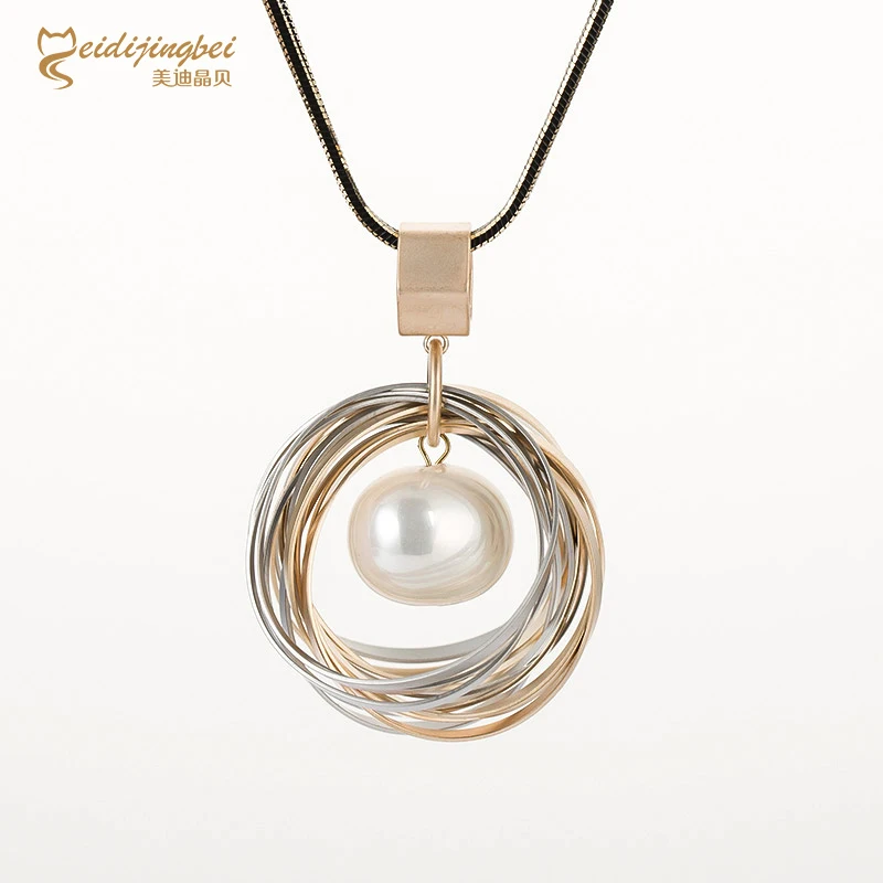 

MEIDIJINGBEI fashion exquisite pearl necklace multi-layer plating pearls long necklace and pendant jewelry wholesale women