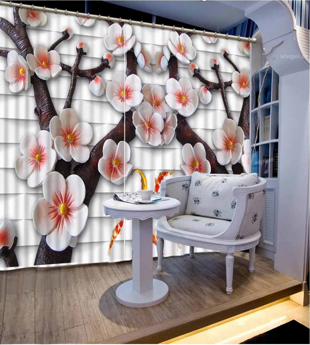 Chinese Style Large 3D Curtains Bedroom Sheer Custom For The Home Decor Thickness Blackout Drapes | Дом и сад