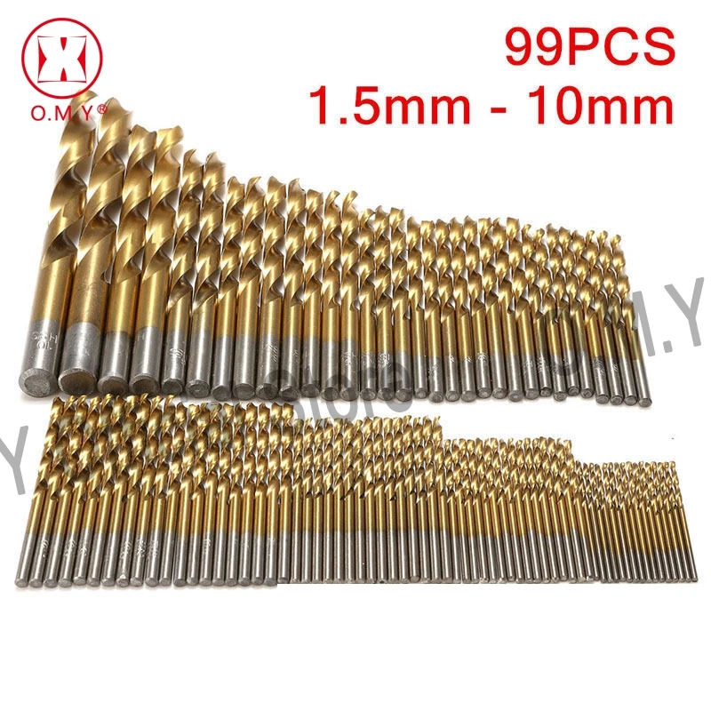 

OMY 99pcs/Set Twist Drill Bit Set Saw Set HSS High Steel Titanium Coated Drill Woodworkin Tool 1.5-10mm For Cordless Screwdriver