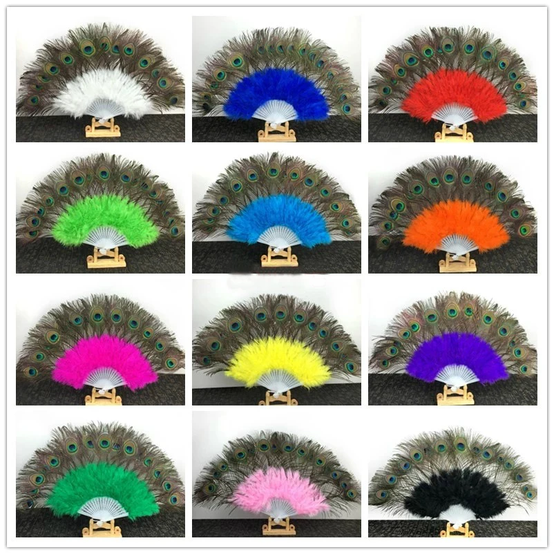 

Free shipping 5pcs/lot colorful peacock feather fan party feather fan for lady's hot belly dance