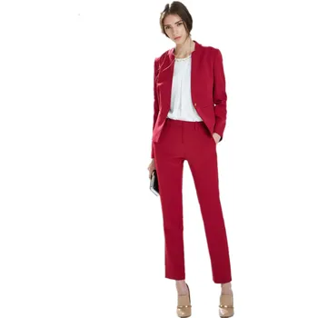 

Custom Made Women Pant Suits Bussiness Formal Elegant 2 Piece Blazers Office Suits Ladies Pants One Button (Jacket+Pants)