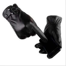 Fashion Winter Warm Genuine Leather Button Wrist Gloves Men Touch Screen Mittens PU Fashion Winter Warm Genuine Leather Button Wrist Gloves Men Touch Screen Mittens PU