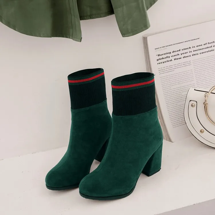 

Big Size 9 10 15 boots women shoes ankle boots for women ladies boots Matching color round head thick with sleeve