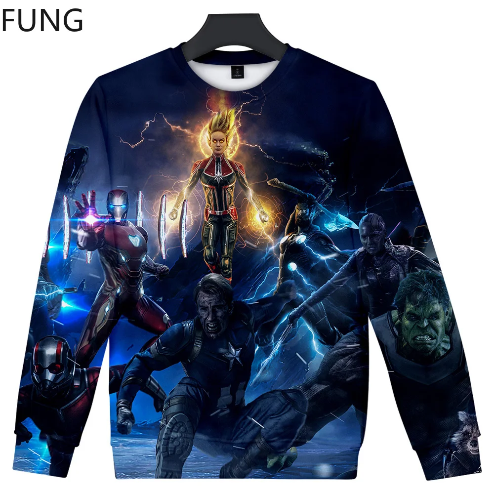 FUNG Avengers Endgame Sweatshirt Jacket Quantum Realm Cosplay Harajuku Streetwear Casual O-Neck Loose Sweatshirt Men/Women