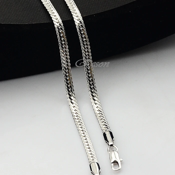 1pcs 3mm 4mm Man Women White Gold Color Filled Link Herringbone Chains