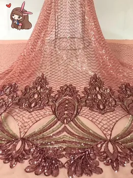 

good looking African tulle embroidery lace fabric for wedding dress ZH-51715