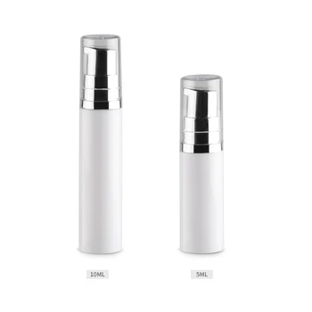 

60 x 5ml/10ml Duckbill Vacuum Lotion Bottle Silver White Portable Press Pump Jar Wholesale