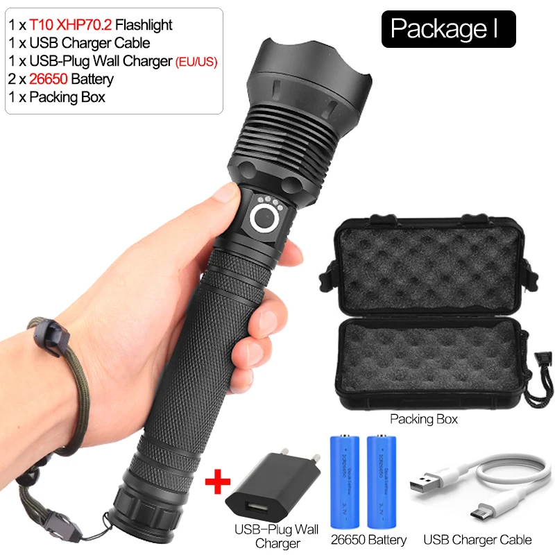 Package I X-Lamp XHP70.2 супер яркий фонарик масштабируемый светодиодный фонарик USB XHP70 XHP50 фонарь 18650/26650 аккумулятор - Испускаемый цвет: Package I