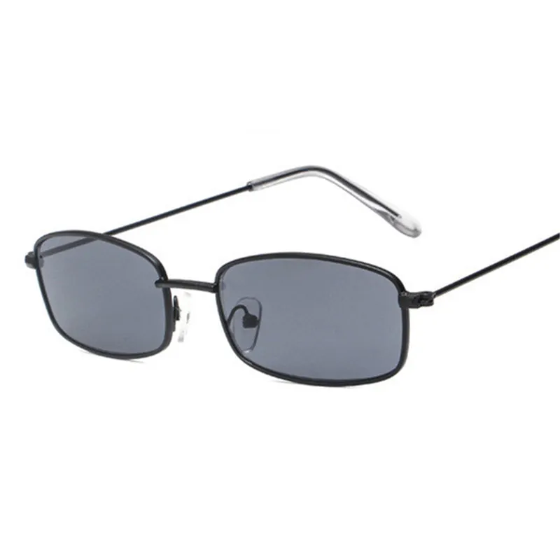 KUJUNY солнцезащитные очки для женщин женские маленькие прямоугольные солнцезащитные очки Брендовые новые дизайнерские крошечные винтажные очки UV400 - Цвет линз: Черный