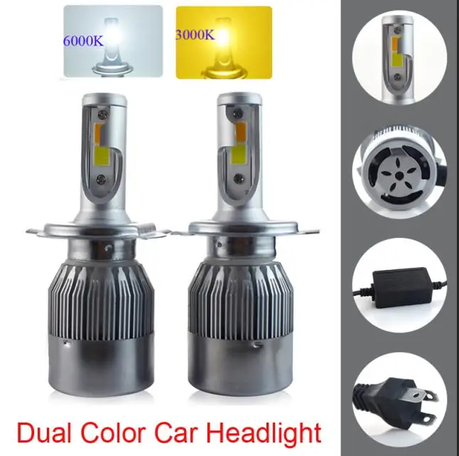 

Elglux 2 Colors Light H7 H4 LED Car Headlight H8 H9 H11 9005 9006 LED Bulbs Headlamps 3000K 6000K 7600LM