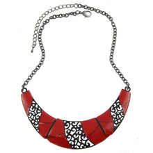 High Quality Women Romantic Enameling Red Moon Hollow Water Drop Pendant Statement Choker Necklace