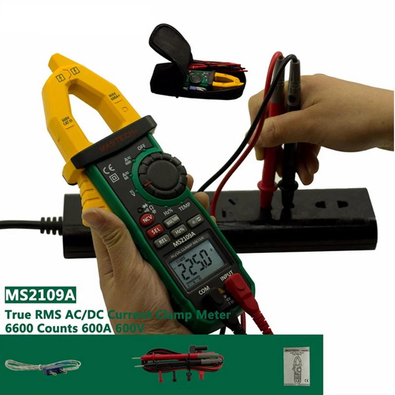 Mastech MS2109A Автоматический диапазон цифровой AC DC измеритель зажима 600A мультиметр