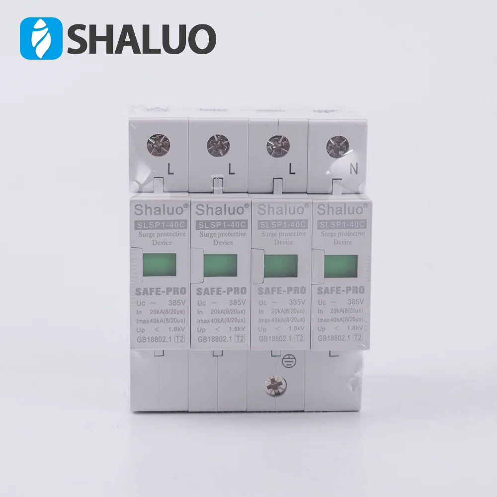

UC 385V 20KA 40KA 4P 4 pole SPD House Surge protection Protective voltage Arrester Device SLSP1-40C circuit breaker