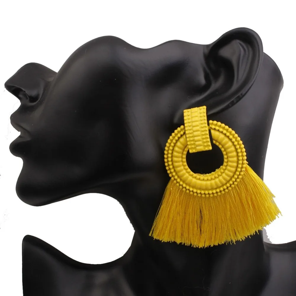 

Hoop Leather Tassel Fringe Dangle Drop Earrings For Women Jewelry