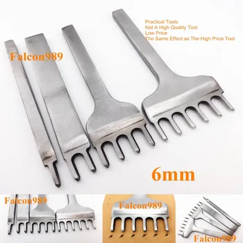 

Practical Tools 4pcs 6mm 1/2/4/6 Prongs Leather Craft Sewing Stitching Diamond Lacing Chisel Pricking Iron Punch Tool Set
