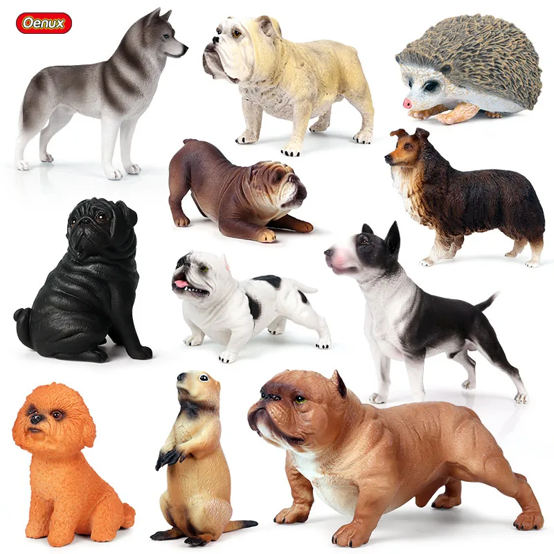 

Oenux Lifelike Dog Animal Action Figure Bull Terrier Doberman Husky Shepherd Dog Model Figurines PVC Collection Toy For Kids