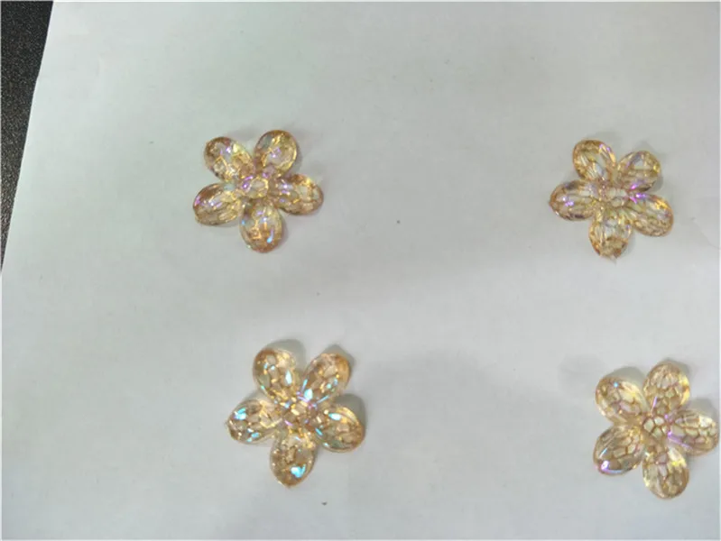 

50pcs 25mm Gold champagne Acrylic flower flatback Scrapbooking for phone Wedding