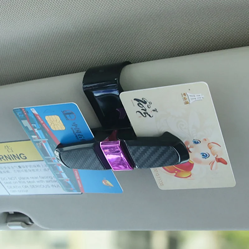 Автомобильные зажимы для очков из углеродного волокна держатель ручки для карточек поворот на 180 градусов двойные боковые зажимы солнцезащитный козырек аксессуары для автомобиля зажимы органайзера