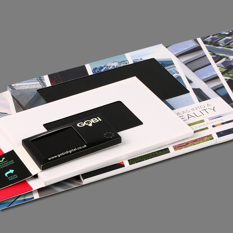 Сделанный на заказ дизайн 7 дюймов видео брошюра универсальная электронная поздравительная открытка просмотр буклет для рекламы бизнес на горячей продаже