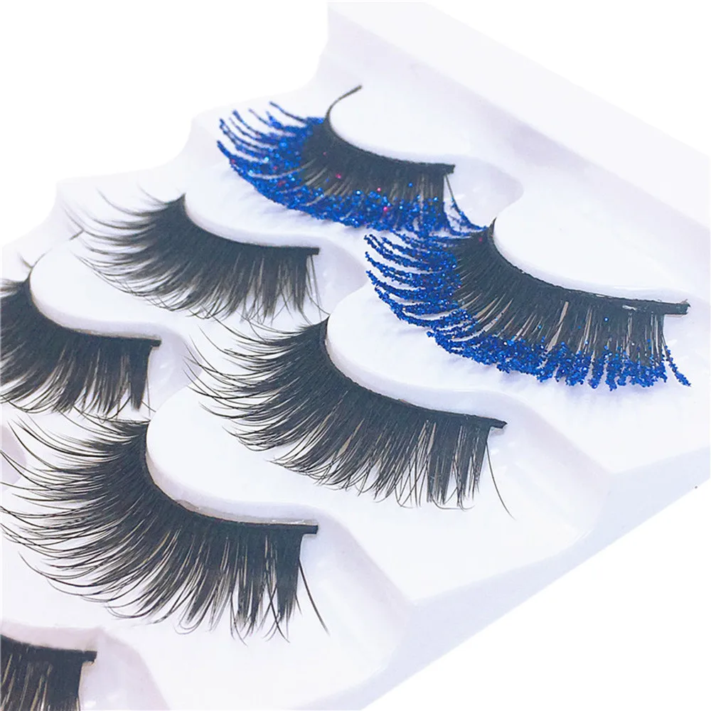 

OutTop Women's 5 Pair Navy blue Shining Luxury 3D False Lashes Beauty Fluffy Strip Eyelashes Long Natural Party Drop Ship n#