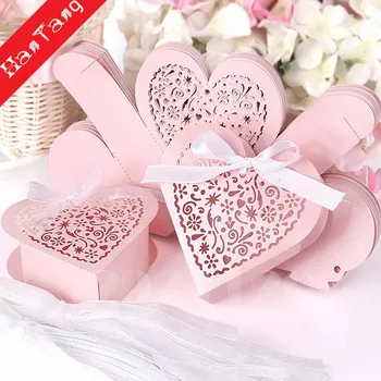 

25pcs/lot Gift Boxes Candy Favours Chocolate Favor Boxes With Ribbon Gift Box Packing Wedding Supplies