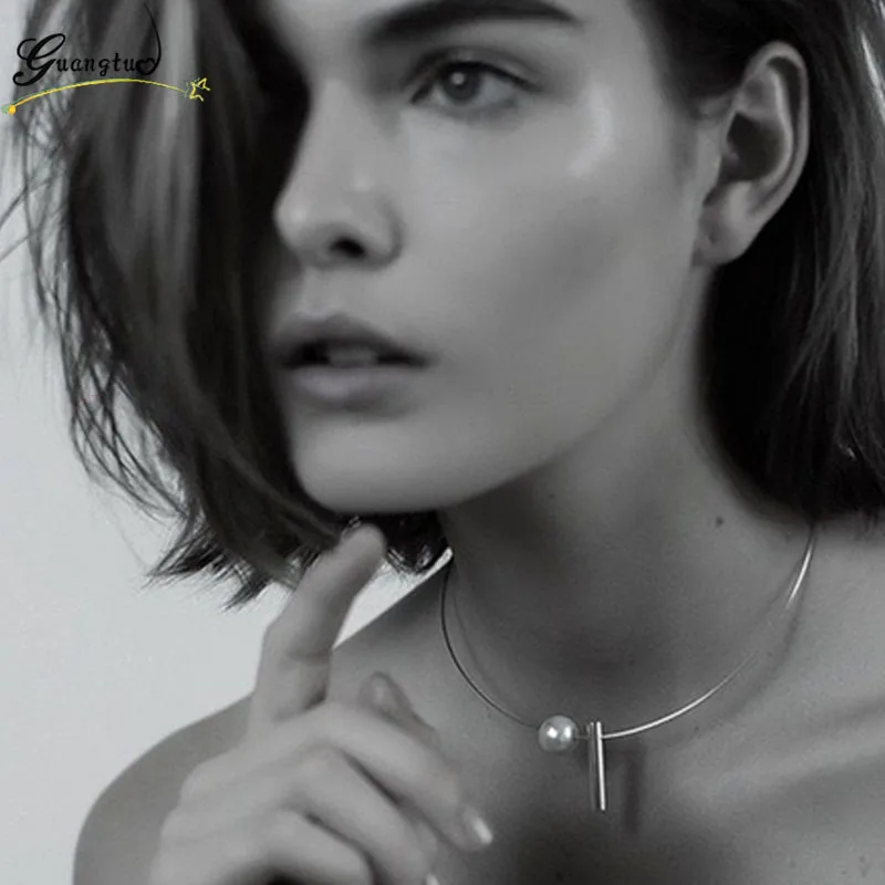 

Gold Silver Color Simulated Pearls Torques Collar Choker Necklaces For Women Fashion Jewelry Statement Clavicle Necklace Collare