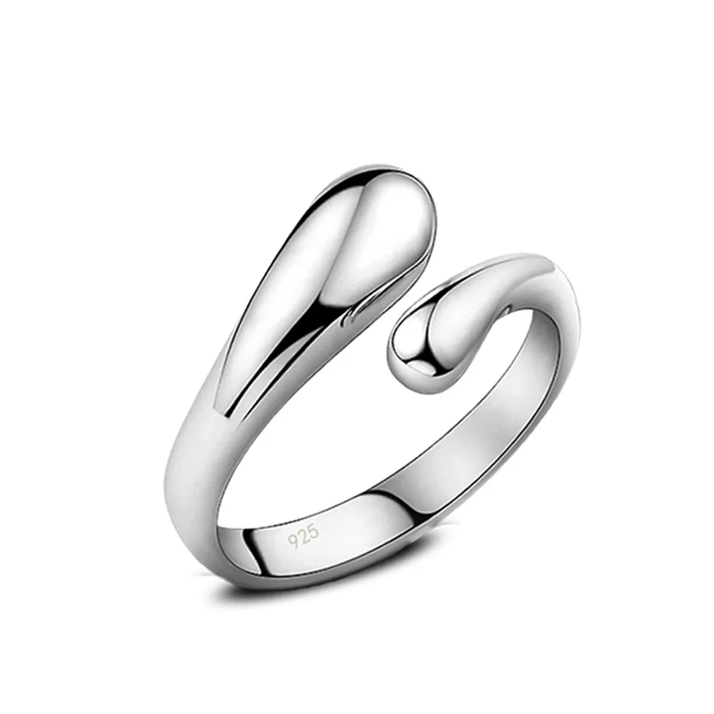 

XIYANIKE New Arrival 925 Sterling Silver Jewelry Open Water Droplets Rings For Party Women Adjustable Ring Anillos Bague VRS2226