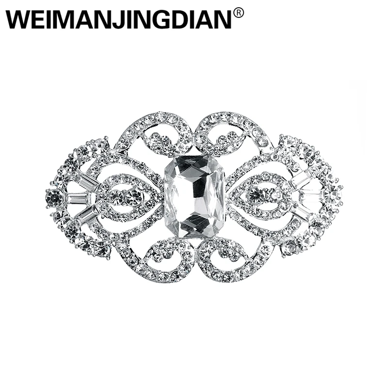 

WEIMANJINGDIAN New Arrival Silver Color Plated Glass Crystal Rhinestones Shinning Brooch Pins for Women or Wedding Bouquets